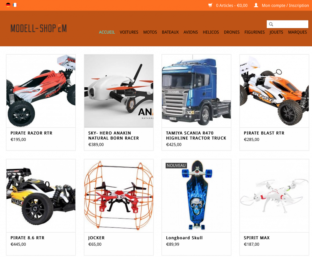 Screenshot of Modell-Shop.lu Website