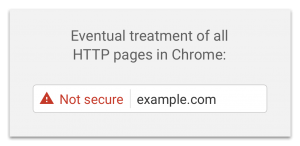 Image showing how Chrome flags non HTTPS sites
