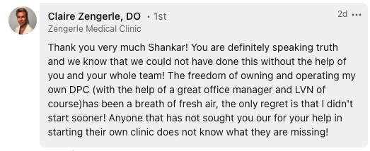 Dr Zengerle's testimonials for SHANKX regarding her website and clinic development